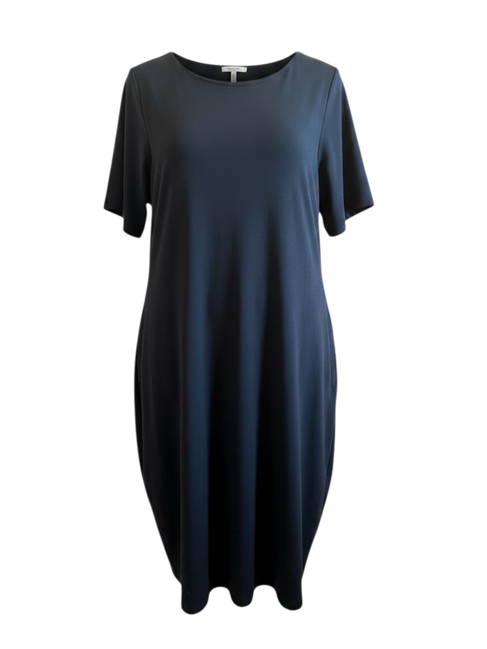 Lands End Classic Black Short-Sleeve Shift Dress